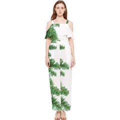 Green Christmas Tree Border Draped Sleeveless Chiffon Jumpsuit by artworkshop