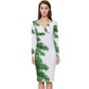 Green Christmas Tree Border Long Sleeve V-Neck Bodycon Dress  View1