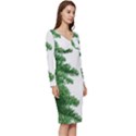 Green Christmas Tree Border Long Sleeve V-Neck Bodycon Dress  View3