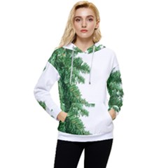 Green Christmas Tree Border Women s Lightweight Drawstring Hoodie by artworkshop