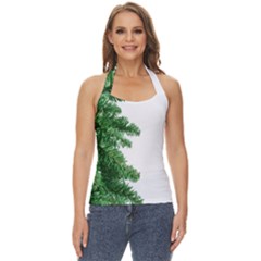 Green Christmas Tree Border Basic Halter Top by artworkshop