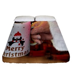 Merry Christmas - Santa Claus Holding Coffee Fitted Sheet (queen Size) by artworkshop