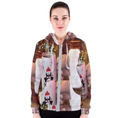 Merry Christmas - Santa Claus Holding Coffee Women s Zipper Hoodie