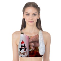 Merry Christmas - Santa Claus Holding Coffee Tank Bikini Top by artworkshop