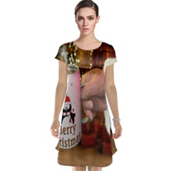 Merry Christmas - Santa Claus Holding Coffee Cap Sleeve Nightdress by artworkshop