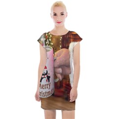 Merry Christmas - Santa Claus Holding Coffee Cap Sleeve Bodycon Dress by artworkshop