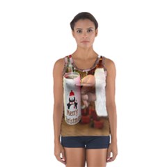 Merry Christmas - Santa Claus Holding Coffee Sport Tank Top  by artworkshop