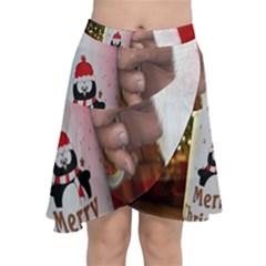 Merry Christmas - Santa Claus Holding Coffee Chiffon Wrap Front Skirt by artworkshop