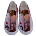 Merry Christmas - Santa Claus Holding Coffee Kids  Canvas Slip Ons View1