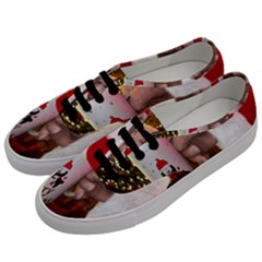 Merry Christmas - Santa Claus Holding Coffee Men s Classic Low Top Sneakers by artworkshop