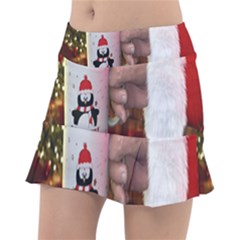 Merry Christmas - Santa Claus Holding Coffee Classic Tennis Skirt by artworkshop