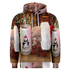 Merry Christmas - Santa Claus Holding Coffee Men s Overhead Hoodie by artworkshop