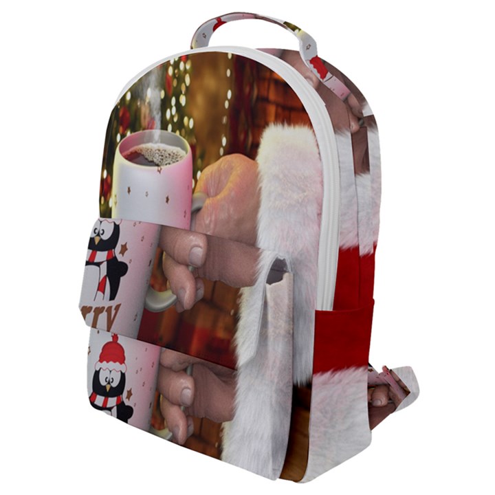 Merry Christmas - Santa Claus Holding Coffee Flap Pocket Backpack (Small)