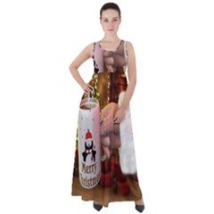 Merry Christmas - Santa Claus Holding Coffee Empire Waist Velour Maxi Dress by artworkshop