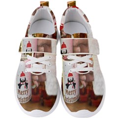 Merry Christmas - Santa Claus Holding Coffee Men s Velcro Strap Shoes by artworkshop