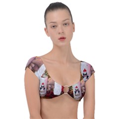 Merry Christmas - Santa Claus Holding Coffee Cap Sleeve Ring Bikini Top by artworkshop