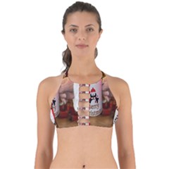 Merry Christmas - Santa Claus Holding Coffee Perfectly Cut Out Bikini Top by artworkshop