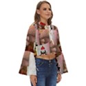 Merry Christmas - Santa Claus Holding Coffee Boho Long Bell Sleeve Top View3