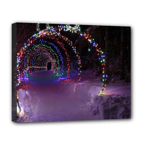 Outdoor Christmas Lights Tunnel Deluxe Canvas 20  X 16  (stretched)