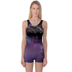 Outdoor Christmas Lights Tunnel One Piece Boyleg Swimsuit by artworkshop