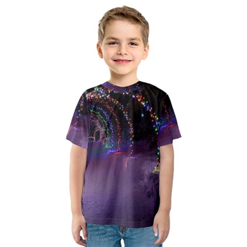 Outdoor Christmas Lights Tunnel Kids  Sport Mesh Tee by artworkshop