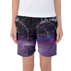 Outdoor Christmas Lights Tunnel Women s Basketball Shorts by artworkshop