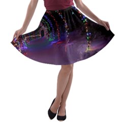 Outdoor Christmas Lights Tunnel A-line Skater Skirt by artworkshop