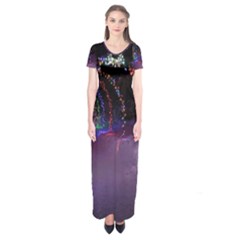 Outdoor Christmas Lights Tunnel Short Sleeve Maxi Dress by artworkshop