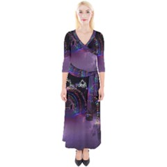 Outdoor Christmas Lights Tunnel Quarter Sleeve Wrap Maxi Dress by artworkshop