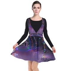 Outdoor Christmas Lights Tunnel Plunge Pinafore Dress by artworkshop