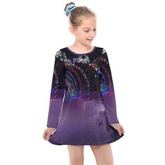 Outdoor Christmas Lights Tunnel Kids  Long Sleeve Dress by artworkshop