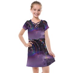 Outdoor Christmas Lights Tunnel Kids  Cross Web Dress by artworkshop