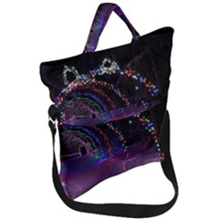 Outdoor Christmas Lights Tunnel Fold Over Handle Tote Bag by artworkshop