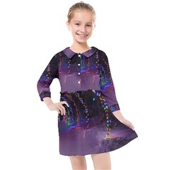 Outdoor Christmas Lights Tunnel Kids  Quarter Sleeve Shirt Dress by artworkshop