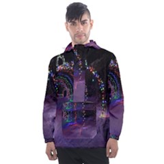 Outdoor Christmas Lights Tunnel Men s Front Pocket Pullover Windbreaker by artworkshop