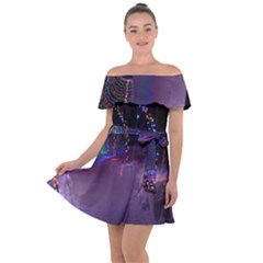 Outdoor Christmas Lights Tunnel Off Shoulder Velour Dress by artworkshop