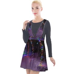 Outdoor Christmas Lights Tunnel Plunge Pinafore Velour Dress by artworkshop