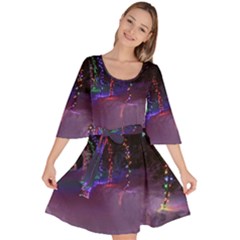 Outdoor Christmas Lights Tunnel Velour Kimono Dress by artworkshop