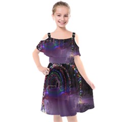 Outdoor Christmas Lights Tunnel Kids  Cut Out Shoulders Chiffon Dress by artworkshop