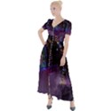 Outdoor Christmas Lights Tunnel Button Up Short Sleeve Maxi Dress View1