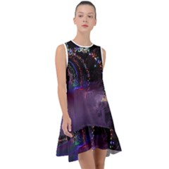 Outdoor Christmas Lights Tunnel Frill Swing Dress by artworkshop