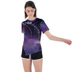 Outdoor Christmas Lights Tunnel Asymmetrical Short Sleeve Sports Tee by artworkshop