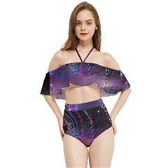 Outdoor Christmas Lights Tunnel Halter Flowy Bikini Set  by artworkshop