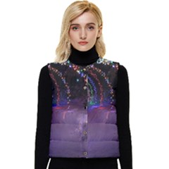 Outdoor Christmas Lights Tunnel Women s Short Button Up Puffer Vest by artworkshop