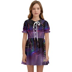 Outdoor Christmas Lights Tunnel Kids  Sweet Collar Dress by artworkshop