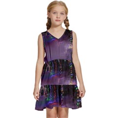 Outdoor Christmas Lights Tunnel Kids  Sleeveless Tiered Mini Dress by artworkshop