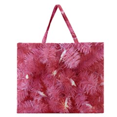 Pink Christmas Tree Zipper Large Tote Bag by artworkshop