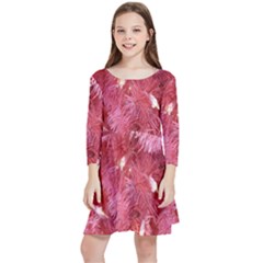 Pink Christmas Tree Kids  Quarter Sleeve Skater Dress by artworkshop