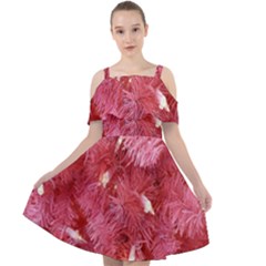 Pink Christmas Tree Cut Out Shoulders Chiffon Dress by artworkshop