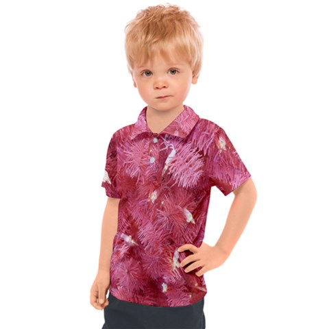 Pink Christmas Tree Kids  Polo Tee by artworkshop